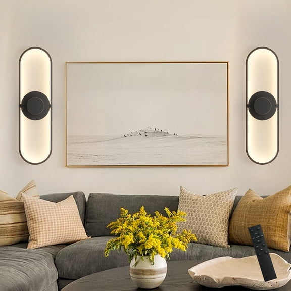 Garwarm Black Modern Dimmable LED Wall Sconce Indoor Wall Lights 2-Pack Hardwired Geometric Wall Mount Light for Living Room, Bedroom, Hallway, Corridor, Conservatory