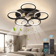 thumbnail image 1 of Garwarm 24.8" Black Ceiling Fan with Lights and Remote, Low Profile Flush Mount Fandelier, 6-Speed Reversible Ceiling Fan, Dimmable LED Light 3000K-6500K for Bedroom, Living Room, 1 of 19