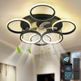 thumbnail image 1 of Garwarm Ceiling Fans with Lights, Modern Ceiling Fan with Lights Remote Control, Low Profile Ceiling Fan, 6 Speed Dimmable LED Ceiling Lamp for Bedroom, Kitchen, Black, 1 of 16
