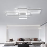 Garwarm Ceiling Light,Modern LED Ceiling Lamps with 3 Squares, 75W Cool White Acrylic Flush Mount Ceiling Lights Fixtures for Kitchen Dining Living Room Study,6000K,White