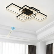 Garwarm Dimmable Ceiling Light, 3 Squares Modern LED Ceiling Lamps with Remote Control, 50W Acrylic Flush Mount Ceiling Light Fixture for Living Room Bedroom Kitchen(Black)
