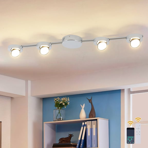 Garwarm Dimmable Semi Flush Mount Ceiling Light Wall Sconce Adjustable Multi-Directional Chrome Light Fixtures, Kitchen Light Fixtures Ceiling Mount, Geometric Metal Industrial Spotlight Fixtures