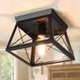 thumbnail image 1 of Garwarm 1-Light Black Flush Mount Ceiling Light for Kitchen Hallway, Industrial Ceiling Lighting, Farmhouse Square Cage Lamp for Dining Room, Living Room, Bulb Not Included, 1 of 14