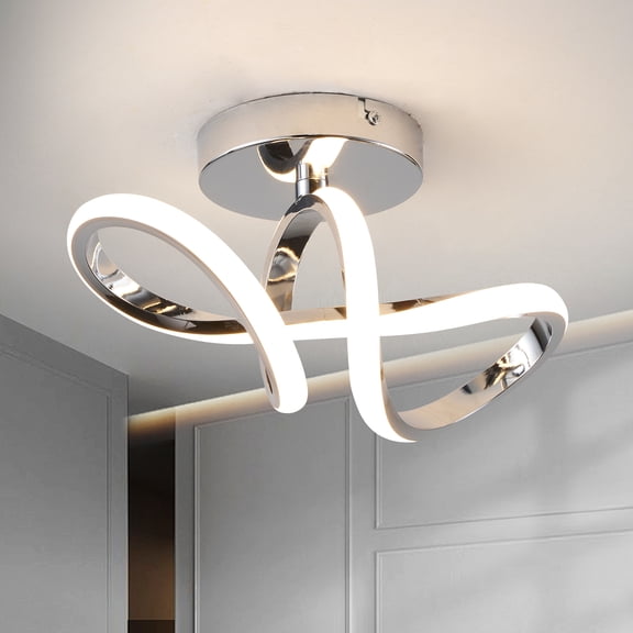 Garwarm Hallway Light Acrylic Modern LED Ceiling Light Fixtures Cool White 3000K Close to Ceiling Lights for Bedroom Kitchen Balcony Corridor Stair Curved Creative Design Celing lamp