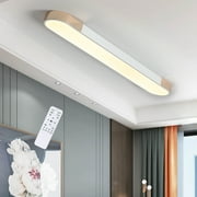 Garwarm Dimmable LED Ceiling Light with Remote 48W Kitchen Lighting Fixtures Ceiling White and Gold Long Ceiling Light Fixture 39.4 Inch Flush Mount Ceiling Lights for Kitchen Dining Room Hallway