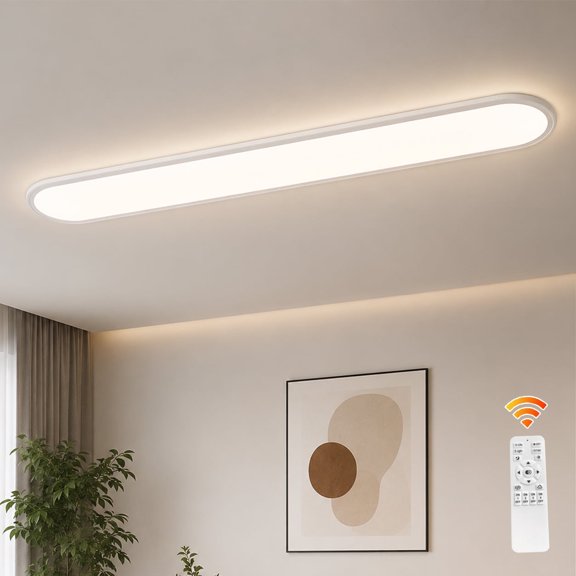 Garwarm 47.24" Linear LED Ceiling Light, 51W Dimmable White Flat Panel Flush Mount Ceiling Lamp, Low Profile Lighting Fixture for Kitchen, Office, Hallway
