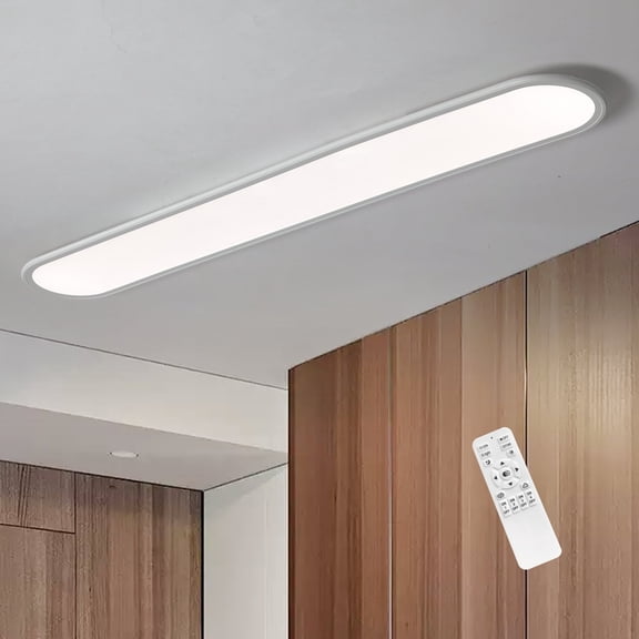 Garwarm LED Flat Panel Long Ceiling Light Fixture for Lighting, 47.24" Linear LED Ceiling Lamp, 51W Dimmable Low Profile Flush Mount Ceiling Light for Foyer Kitchen Office, White