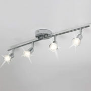 Garwarm Modern 4-Light Track Lighting Kit, Flush Mount Wall/Ceiling Spot Lights Fixture, LED Track Light with Chrome Flexibly Rotatable Light Head for Kitchen Living Room, 4 X GU10 Bulb (Included)