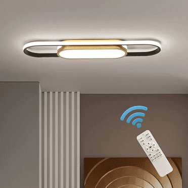 Garwarm Modern LED Flush Mount Ceiling Lights Dimmable LED Ceiling Lamp with Remote Control 40W Acrylic Linear Ceiling Lighting Fixtures for Living Room Dining Kitchen Bedroom (3000-6500K)