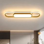 Garwarm 40W Gold Modern LED Ceiling Light with Remote, Dimmable Linear Flush Mount Ceiling Lamp, Light Fixture for Living Room, Bedroom, Kitchen, Dining Room