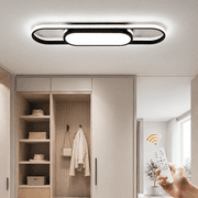 Garwarm Modern LED Flush Mount Ceiling Lights with Remote Control Dimmable 27.5in Acrylic Linear Ceiling Lighting Fixtures for Living Room Kitchen Dining Room Bedroom (40W/3000-6500K)