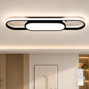 Garwarm Modern 27.5 Black Linear LED Ceiling Light, Dimmable Flush Mount Ceiling Fixture with Remote Control, 3000K-6500K Adjustable Lighting for Living Room, Kitchen, Hallway, Bedroom