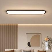 Garwarm 39 in Black Modern Linear LED Ceiling Light with Remote, Dimmable Flush Mount Ceiling Lamp, 3000K-6500K Low Profile Light Fixture for Bedroom, Kitchen, Closet, Hallway