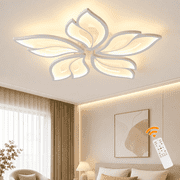 Garwarm 23.6in. Modern White LED Ceiling Light, Dimmable Flush Mount Ceiling Light with Remote, 3000K-6500K Adjustable Ceiling Lamp Fixture for Living Room, Dining Room, Bedroom, Kitchen