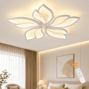 Garwarm Modern White LED Ceiling Light, Dimmable Flush Mount Ceiling Light with Remote, 3000K-6500K Adjustable Ceiling Lamp Fixture for Living Room, Dining Room, Bedroom, Kitchen