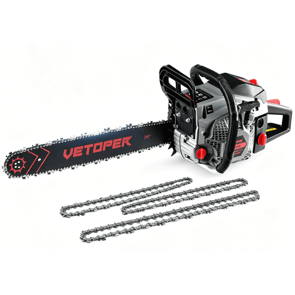 Vetoper 62CC 2-Stroke Gas Chainsaw 20-Inch Cordless Chainsaw for Farm & Woodwork 6220G with 3 Chains
