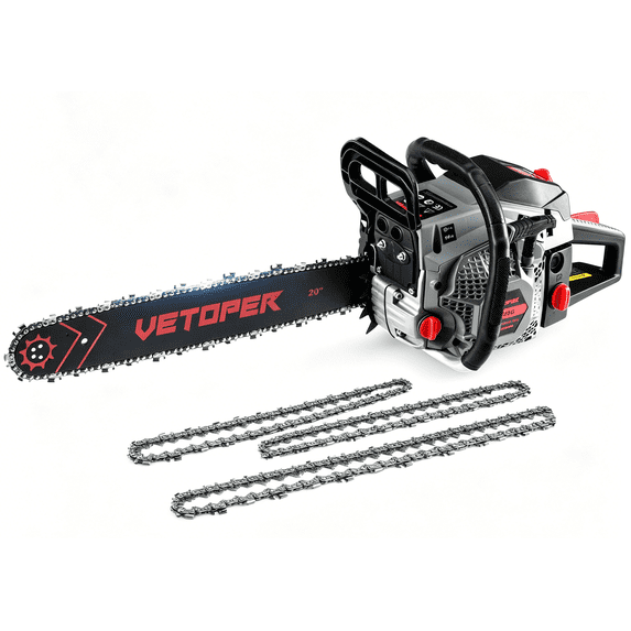 Vetoper 62CC 2-Stroke Gas Chainsaw 20-Inch Cordless Chainsaw for Farm & Woodwork 6220G with 3 Chains