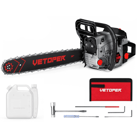 VETOPER Gas Chainsaw 20 inch 6220G 62CC 2-Stroke Cordless Chain Saw for Farm/Garden/Ranch/Wood