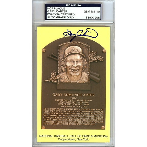 Gary Carter Autographed HOF Postcard Mets, Expos Gem Mint 10 PSA/DNA 106518