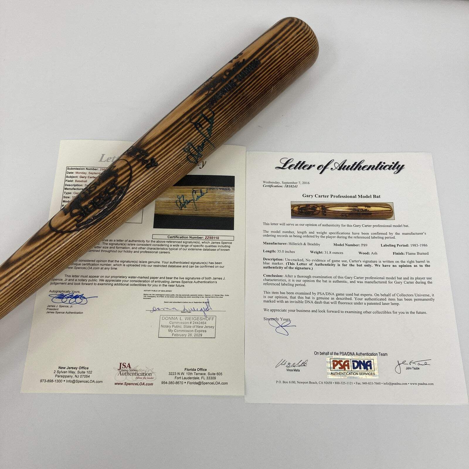 Gary Carter Signed 1983 Louisville Slugger Game Issued Baseball Bat PSA  JSA