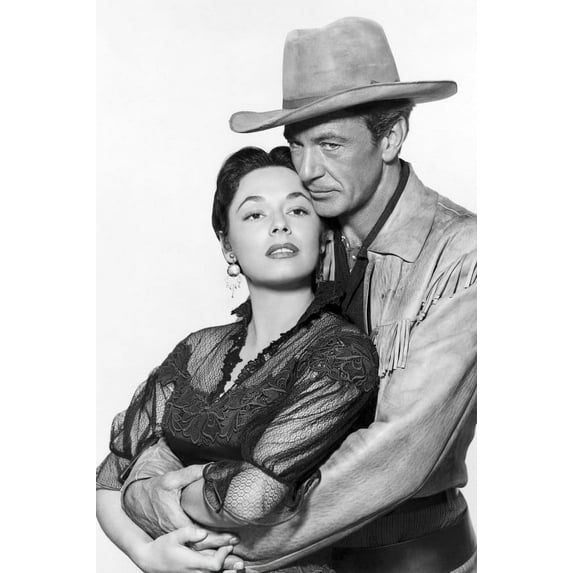 Gary Cooper and Ruth Roman in Dallas embracing couple western garb 24x36 Poster