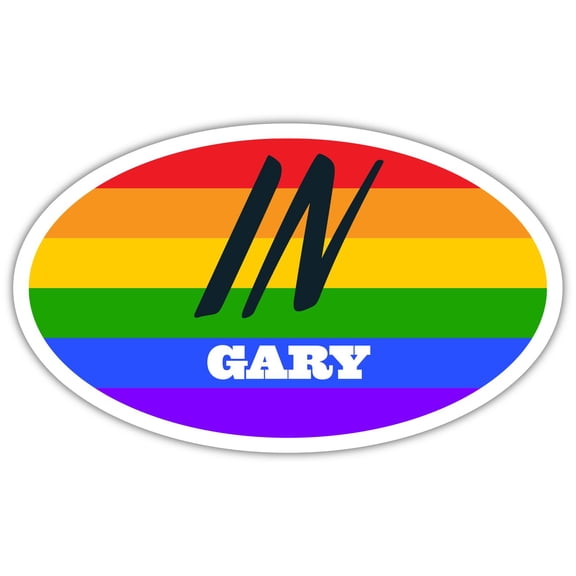 Gary IN Indiana Lake County Rainbow Pride Flag 6 Stripes Pride Flag Euro Decal Bumper Sticker 3M Vinyl 3" x 5"