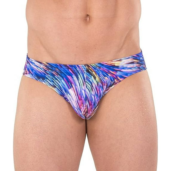 Gary Majdell Sport Mens Print Contour Pouch Bikini Swimsuit (Feathers, X-Large)
