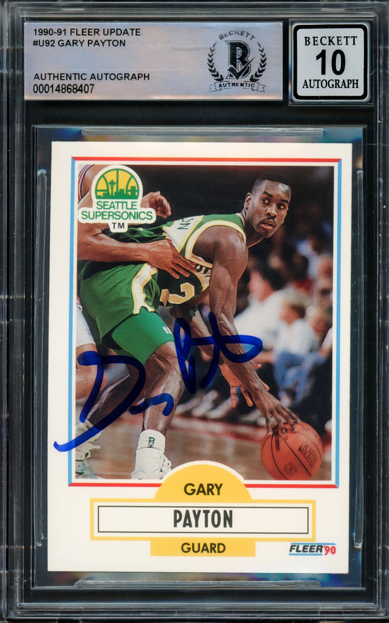 Gary Payton Autographed 1990-91 Fleer Update Rookie Card #U-92 