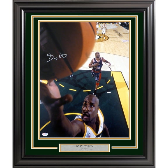Gary Payton Autographed Framed 16x20 Photo Seattle Supersonics PSA/DNA 200339
