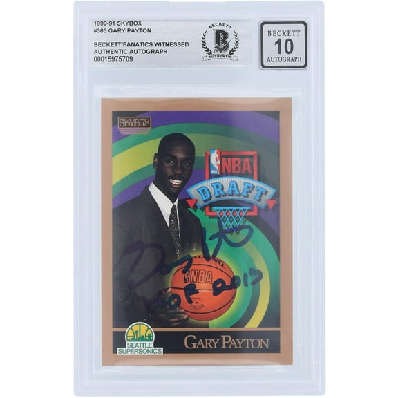 Gary Payton Seattle Supersonics Autographed 1990-91 Skybox Series 1 #365 Beckett Fanatics Witnessed Authenticated 10 Rookie Card with "HOF 2013" Inscription - Fanatics Authentic Certified