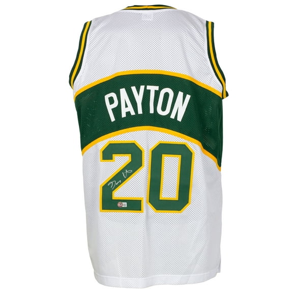 Gary Payton Signed Custom White & Green Pro Style Basketball Jersey BAS ITP