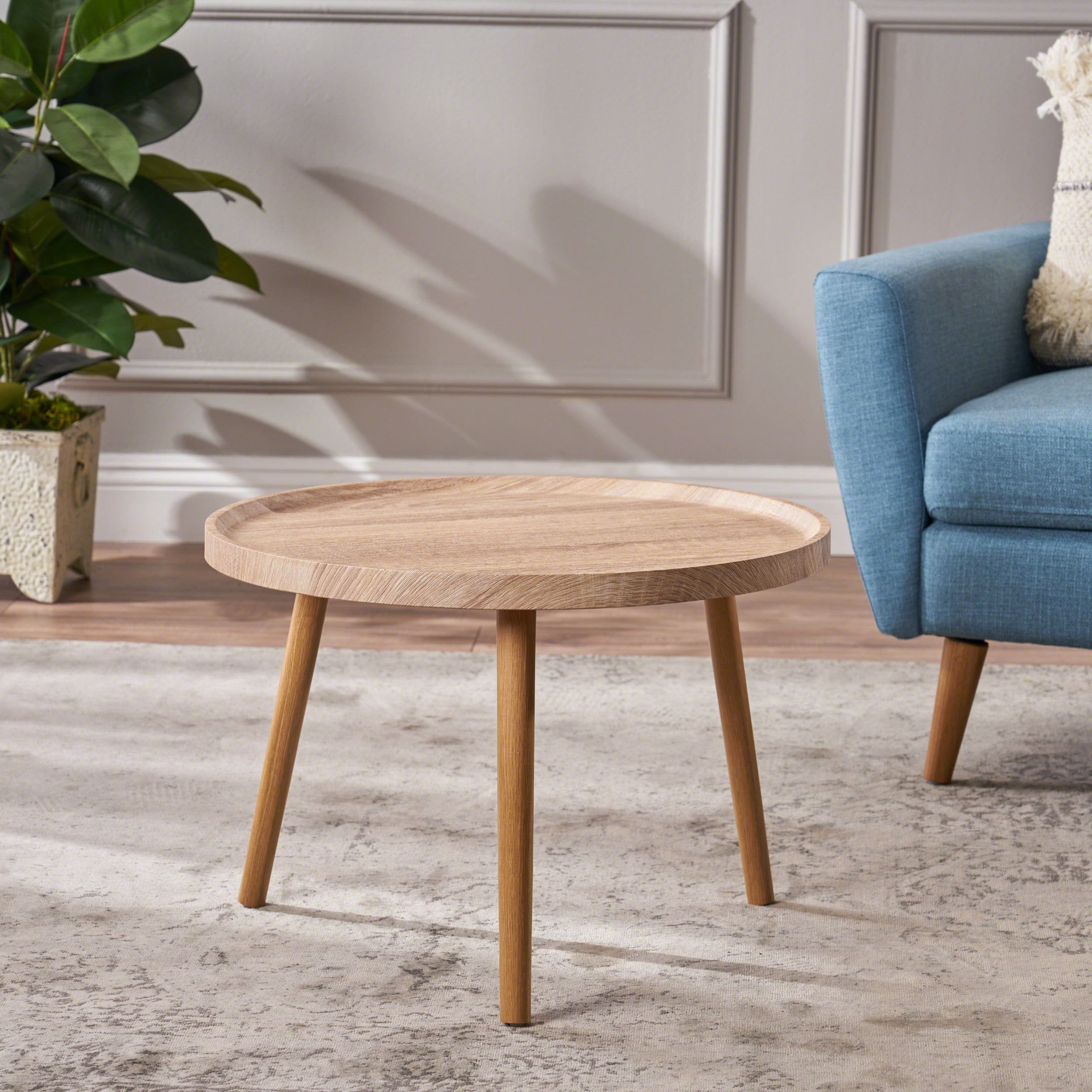 Gary Traditional Oak Finish Faux Wood Side Table