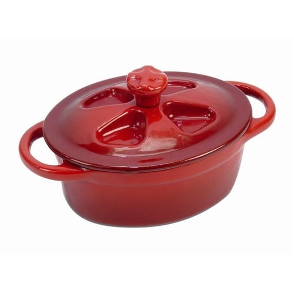 Gary Valenti V146R 5 x 3.75 in. Mini Cocotte - Oval with Lid, Red
