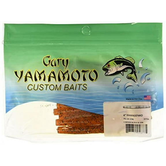 Gary Yamamoto Custom Baits 4" Senko Worm, Pumpkin Black/Green Flake
