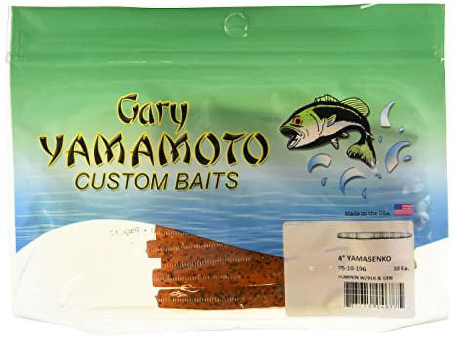 Gary Yamamoto Custom Baits 4 Senko Worm, Pumpkin Black/Green Flake