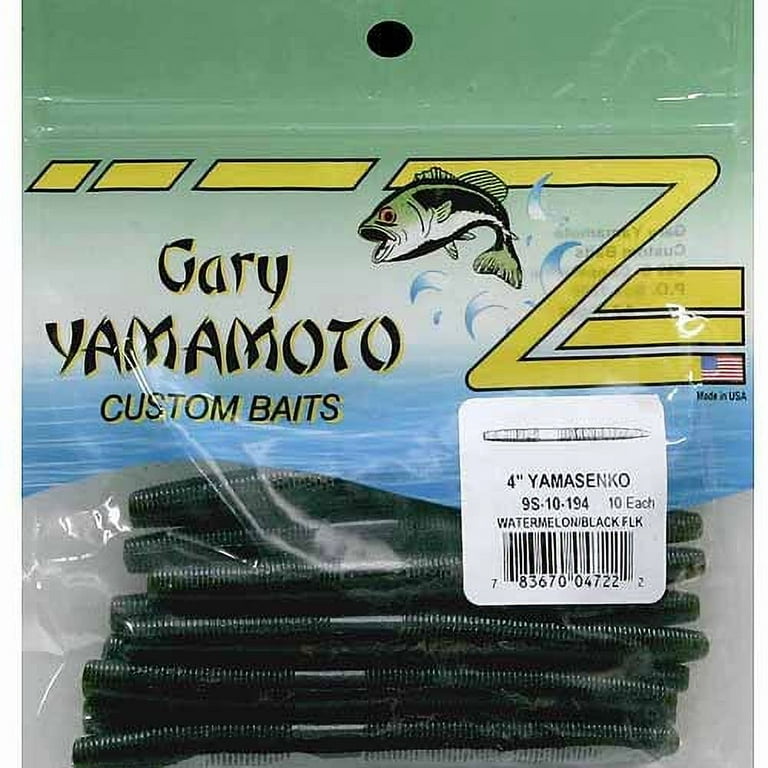 Gary Yamamoto Custom Baits 4 Senko Worm, Soft Bait, Watermelon Black Flake  