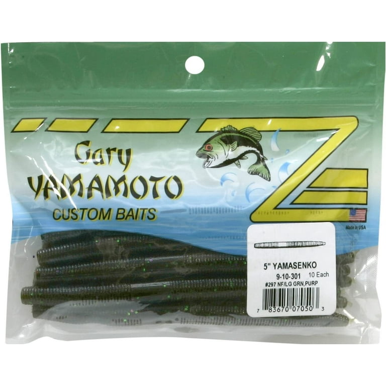 Gary Yamamoto Custom Baits 5 Senko, Green Pumpkin with Large Black Flakes
