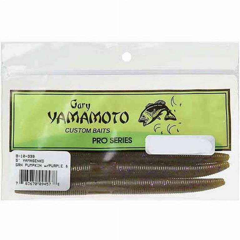 Gary Yamamoto Custom Baits 5 Senko Ruber Worm, Green Pumpkin Purple Flake