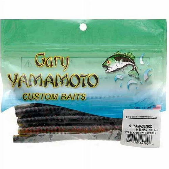 Gary Yamamoto Custom Baits 5" Senko Worm, Dark and Light Red/ Black