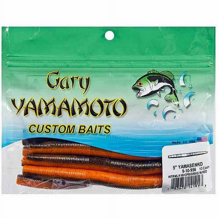 Gary Yamamoto Custom Baits 5 Senko Worm, Watermelon Copper Orange 