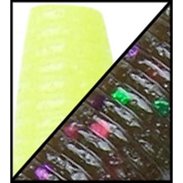50-Pack 5" Senko-Style Soft Plastic Worms – Pumpkinseed Chartreuse, Scented & Salted, USA Made