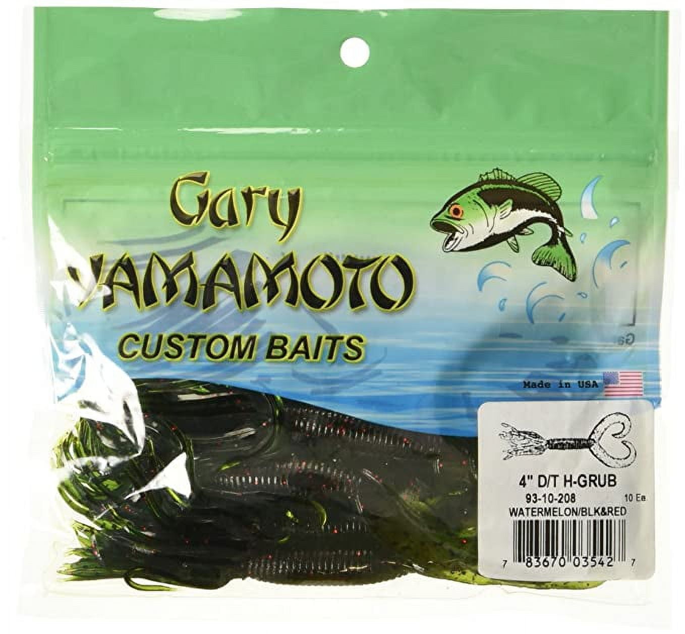 Gary Yamamoto Double Tail Hula Grub 5 10Pk Watermelon Black Red 97-10-208  