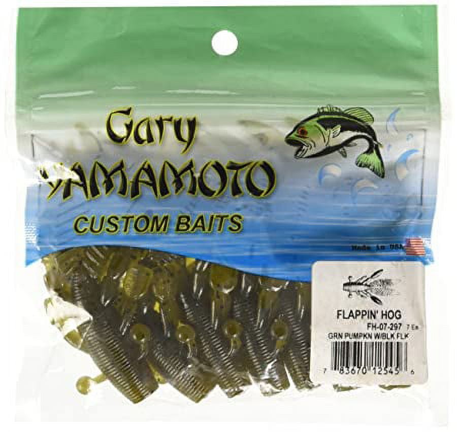 Gary Yamamoto Flappin' Hog Bait 7 Pack Green Pumpkin Black Flake FH-07 ...