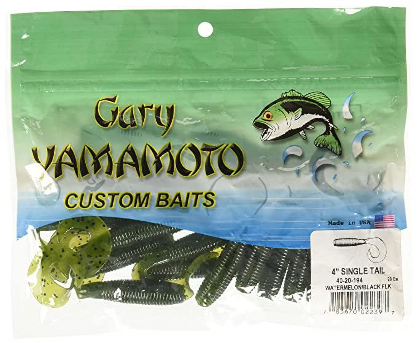 Gary Yamamoto Single Tail Grub Bait 4 20 Pack Smoke Black Flake