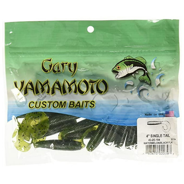 Gary Yamamoto Single Tail Grub Bait 4 Watermelon Black Flake 40-20-194
