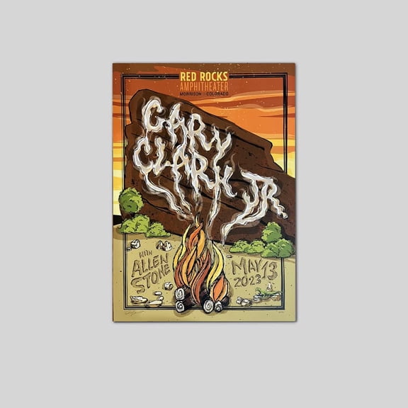 Gary clark jr 2023 Red Rocks Poster sunrise edition signed Allen stone Size 24''x36'' Goldengate