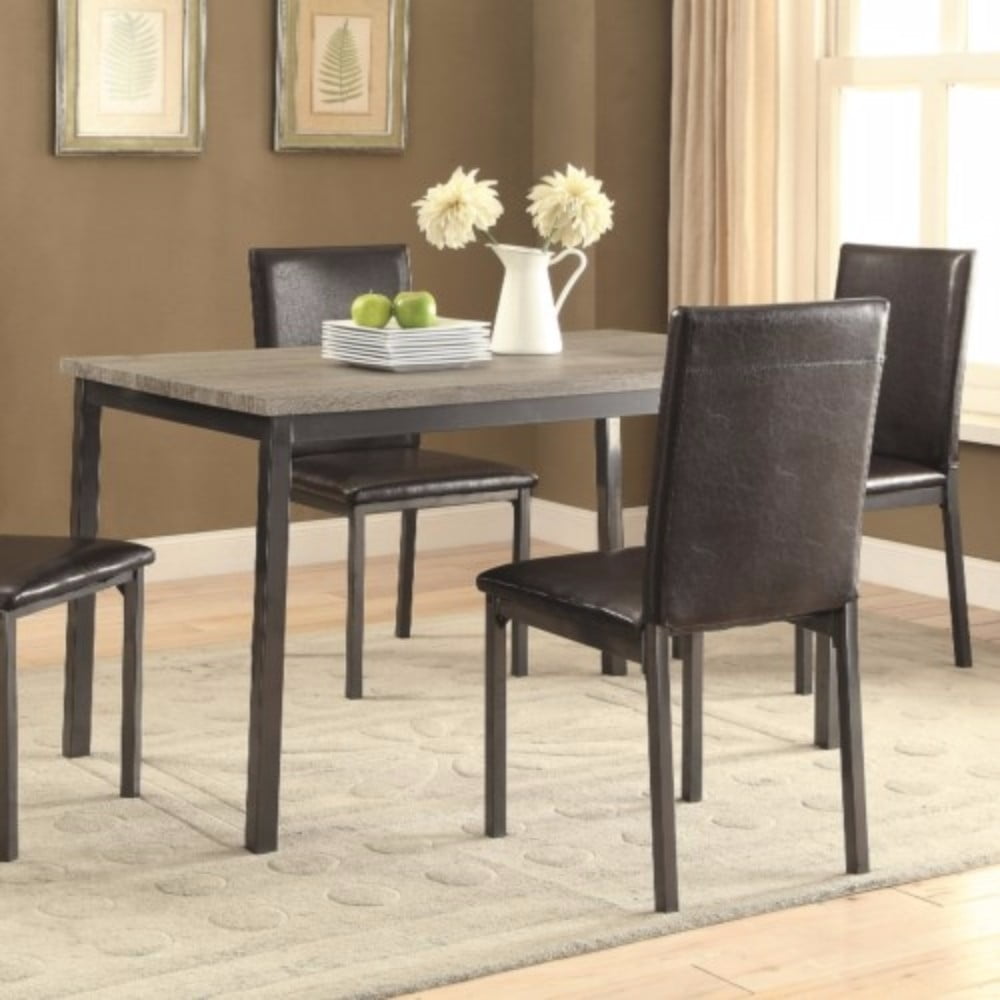 Garza Rectangular Metal & Wood Dining Table Black, Ideal for Kitchen ...