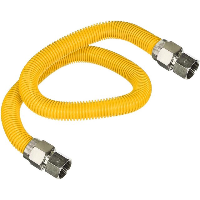 Gas 48 Inch Yellow Coated Stainless Steel, 5/8” OD Flexible Gas Hose