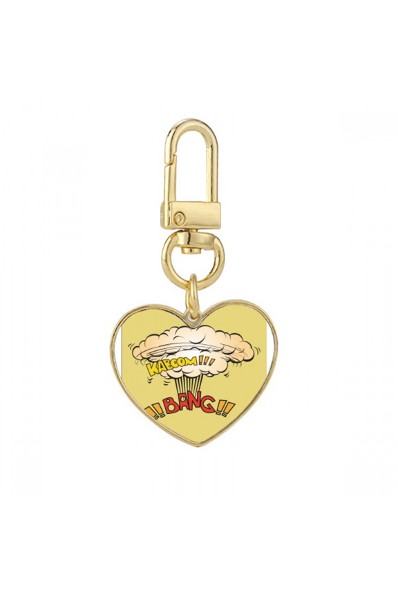 Gas Bang Boom Cloud Art Deco Fashion Gold Heart Keychain Metal Keyring Holder