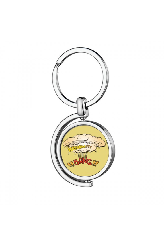 Gas Bang Boom Cloud Art Deco Fashion Rotating Keychain Metal Keyring Holder